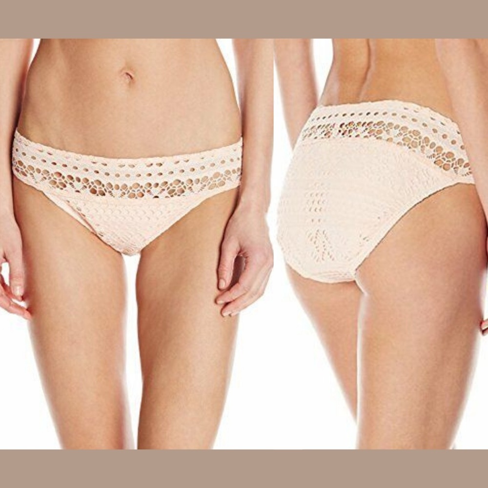 NWT‎ Robin Piccone Mia Crochet Hipster Bikini Bottoms in Ballet [SZ Small ]